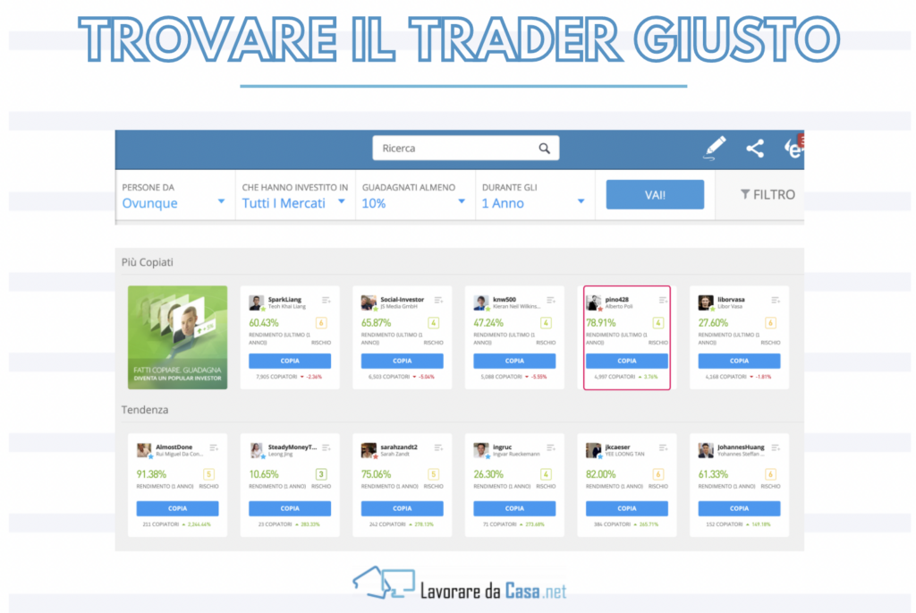 trovare il trader giusto etoro